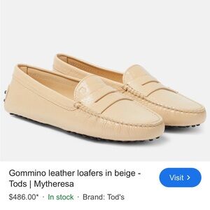 Tod's Gommino beige patent leather driving penny loafers